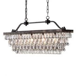Deals Edvivi || Atlas Store 20 Budget โ Chiara 4-Light Antique Bronze Rectangular Glam Chandelier with Clear Glass Hanging Teardrop Crystals by Edvivi ๐