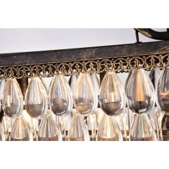 Budget ⌛ Chiara 4-Light Antique Bronze Rectangular Glam Chandelier with Clear Glass Hanging Teardrop Crystals by Edvivi 🎉 -Deals Edvivi || Atlas Store antique bronze edvivi chandeliers epd301ab 66 1000