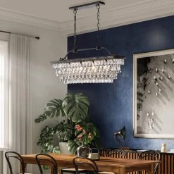 Budget ⌛ Chiara 4-Light Antique Bronze Rectangular Glam Chandelier with Clear Glass Hanging Teardrop Crystals by Edvivi 🎉 -Deals Edvivi || Atlas Store antique bronze edvivi chandeliers epd301ab c3 1000