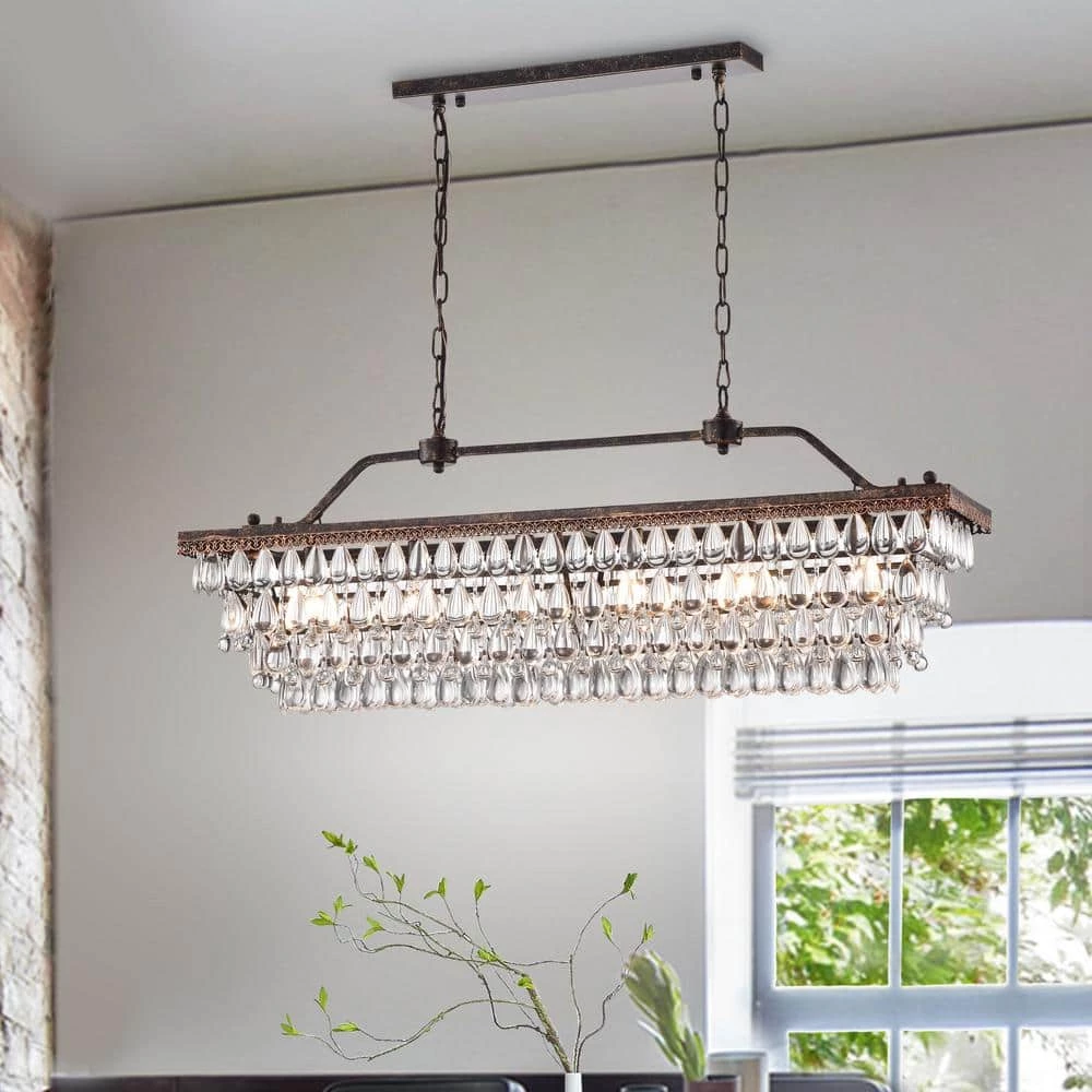 Promo ๐ Chiara 6-Light Antique Bronze Rectangular Glam Chandelier with Clear Glass Hanging Teardrop Crystals by Edvivi ๐ 12 Promo ๐ Chiara 6-Light Antique Bronze Rectangular Glam Chandelier with Clear Glass Hanging Teardrop Crystals by Edvivi ๐ - Image 11