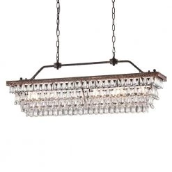 Deals Edvivi || Atlas Store 22 Promo ๐ Chiara 6-Light Antique Bronze Rectangular Glam Chandelier with Clear Glass Hanging Teardrop Crystals by Edvivi ๐