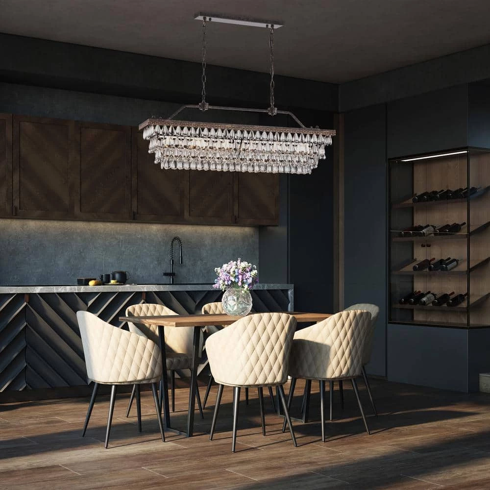 Promo ๐ Chiara 6-Light Antique Bronze Rectangular Glam Chandelier with Clear Glass Hanging Teardrop Crystals by Edvivi ๐ 6 Promo ๐ Chiara 6-Light Antique Bronze Rectangular Glam Chandelier with Clear Glass Hanging Teardrop Crystals by Edvivi ๐ - Image 5