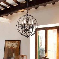 Hot Sale ⌛ Orbit 4-Light Antique Bronze Modern Globe Cage Chandelier with Hanging Crystals by Edvivi 😀 -Deals Edvivi || Atlas Store antique bronze edvivi chandeliers epq212ab 31 1000