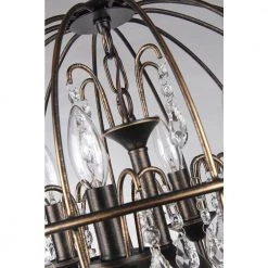 Hot Sale ⌛ Orbit 4-Light Antique Bronze Modern Globe Cage Chandelier with Hanging Crystals by Edvivi 😀 -Deals Edvivi || Atlas Store antique bronze edvivi chandeliers epq212ab 76 1000