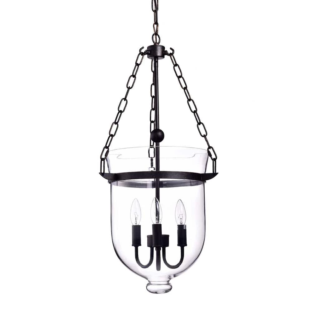 Cheap โ Condord 3-Light 13 in. Traditional Antique Bronze Finish Bell Jar Lantern Pendant with Clear Glass Shade by Edvivi ๐ 3 Cheap โ Condord 3-Light 13 in. Traditional Antique Bronze Finish Bell Jar Lantern Pendant with Clear Glass Shade by Edvivi ๐