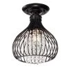 Hot Sale ⌛ Clara 9 in. 1-Light Glam Antique Bronze Metal Semi-Flush Mount with Black Cage and Hanging Crystals by Edvivi ✨ -Deals Edvivi || Atlas Store antique bronze edvivi flush mount lights esj4223ab 64 1000