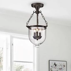 Deals ✔️ Concord 11 in. 3-Light Traditional Antique Bronze Semi-Flush Mount with Clear Glass Shade by Edvivi ✨ -Deals Edvivi || Atlas Store antique bronze edvivi flush mount lights esz1033ab 31 1000