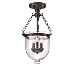 Deals โ๏ธ Concord 11 in. 3-Light Traditional Antique Bronze Semi-Flush Mount with Clear Glass Shade by Edvivi โจ
