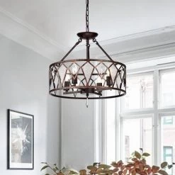Best deal ⌛ Imperium Mid-Century Modern 4-Light Antique Copper Dual Set-Up Chandelier with Ice Glass and Crystals by Edvivi 👏 -Deals Edvivi || Atlas Store antique copper edvivi chandeliers edg8199ac 31 1000