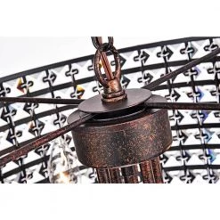 Discount 🥰 Marya 4-Light Glam Antique Copper Round Chandelier with Square Beaded Drum Shade and Hanging Clear Glass Crystals by Edvivi 😍 -Deals Edvivi || Atlas Store antique copper edvivi chandeliers epg8229ac 44 1000