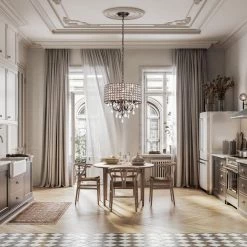 Discount 🥰 Marya 4-Light Glam Antique Copper Round Chandelier with Square Beaded Drum Shade and Hanging Clear Glass Crystals by Edvivi 😍 -Deals Edvivi || Atlas Store antique copper edvivi chandeliers epg8229ac 4f 1000