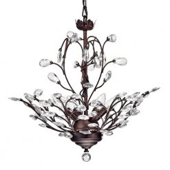 Cheapest ⭐ Amorette 4-Light Antique Copper Finish Unique/ Traditional Chandelier with Vine and Crystal Accents by Edvivi 🎉