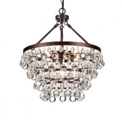Wholesale 🥰 Clarus 5-Light Antique Copper 4-Tier Glam Chandelier with Clear Glass Hanging Crystals by Edvivi 👏