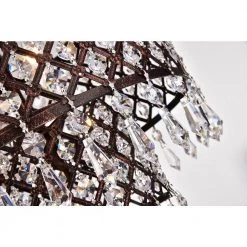 Outlet 😍 Marya Glam 12 in. 3-Light Antique Copper Beaded Dual Drum Semi-Flush Mount with Hanging Crystals by Edvivi 😉 -Deals Edvivi || Atlas Store antique copper edvivi flush mount lights esg815sac 1f 1000