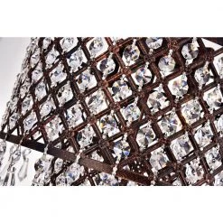 Outlet 😍 Marya Glam 12 in. 3-Light Antique Copper Beaded Dual Drum Semi-Flush Mount with Hanging Crystals by Edvivi 😉 -Deals Edvivi || Atlas Store antique copper edvivi flush mount lights esg815sac 4f 1000