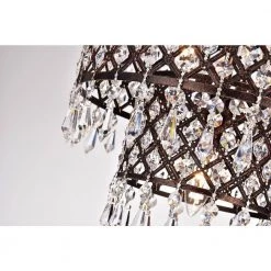 Outlet 😍 Marya Glam 12 in. 3-Light Antique Copper Beaded Dual Drum Semi-Flush Mount with Hanging Crystals by Edvivi 😉 -Deals Edvivi || Atlas Store antique copper edvivi flush mount lights esg815sac c3 1000