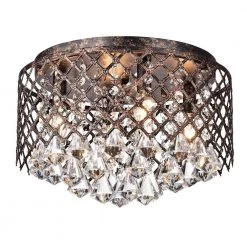 Cheapest ✨ Clara 4-Lights Antique Copper Glam Flush Mount with Lattice Drum Shade and Clear Glass Hanging Crystals by Edvivi 🧨 -Deals Edvivi || Atlas Store antique copper edvivi flush mount lights esg8169ac 44 1000