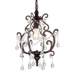 Wholesale ๐ Amorette 1-Light Glam Antique Copper Mini Pendant with Raindrop Crystals by Edvivi ๐