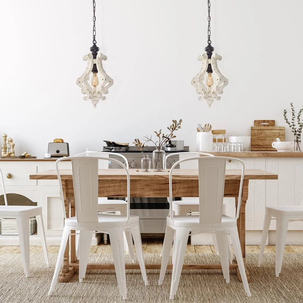 Brand new โ๏ธ Gulliver 1-Light Matte Black Vintage Distressed Antique White Birch Wood French Country Pendant by Edvivi ๐ 9 Brand new โ๏ธ Gulliver 1-Light Matte Black Vintage Distressed Antique White Birch Wood French Country Pendant by Edvivi ๐ - Image 7