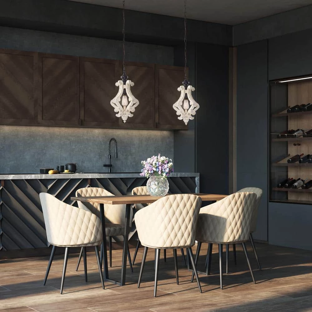 Brand new โ๏ธ Gulliver 1-Light Matte Black Vintage Distressed Antique White Birch Wood French Country Pendant by Edvivi ๐ 8 Brand new โ๏ธ Gulliver 1-Light Matte Black Vintage Distressed Antique White Birch Wood French Country Pendant by Edvivi ๐ - Image 6