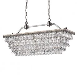 Buy 🔥 Chiara 4-Light Antique Silver Rectangular Glam Chandelier with Clear Glass Hanging Teardrop Crystals by Edvivi 🔥
