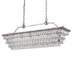 Coupon ๐ Chiara 6-Light Antique Silver Rectangular Glam Chandelier with Clear Glass Hanging Teardrop Crystals by Edvivi โ๏ธ