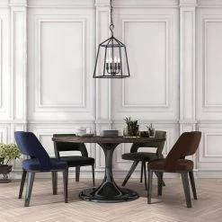 Buy 🤩 Lauren Traditional 14 in. 4-Light Antique Textured Black Finish Farmhouse Cage Pendant Light by Edvivi 💯 -Deals Edvivi || Atlas Store antique texture black edvivi chandeliers epl1375bk 1d 1000