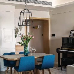 Buy 🤩 Lauren Traditional 14 in. 4-Light Antique Textured Black Finish Farmhouse Cage Pendant Light by Edvivi 💯 -Deals Edvivi || Atlas Store antique texture black edvivi chandeliers epl1375bk 31 1000