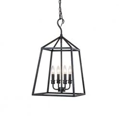 Buy ๐คฉ Lauren Traditional 14 in. 4-Light Antique Textured Black Finish Farmhouse Cage Pendant Light by Edvivi ๐ฏ