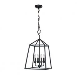 Buy 🤩 Lauren Traditional 14 in. 4-Light Antique Textured Black Finish Farmhouse Cage Pendant Light by Edvivi 💯 -Deals Edvivi || Atlas Store antique texture black edvivi chandeliers epl1375bk c3 1000