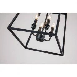 Buy 🤩 Lauren Traditional 14 in. 4-Light Antique Textured Black Finish Farmhouse Cage Pendant Light by Edvivi 💯 -Deals Edvivi || Atlas Store antique texture black edvivi chandeliers epl1375bk fa 1000