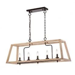 Best deal ๐ฅ Penelope French Country 5-Light Antique White and Rust Iron Farmhouse Linear Island Hanging Chandelier for Kitchen by Edvivi ๐ฅฐ