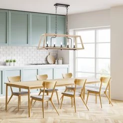 Best deal 🔥 Penelope French Country 5-Light Antique White and Rust Iron Farmhouse Linear Island Hanging Chandelier for Kitchen by Edvivi 🥰 -Deals Edvivi || Atlas Store antique white and rust edvivi chandeliers epd3556wh c3 1000