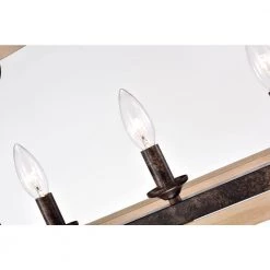 Best deal 🔥 Penelope French Country 5-Light Antique White and Rust Iron Farmhouse Linear Island Hanging Chandelier for Kitchen by Edvivi 🥰 -Deals Edvivi || Atlas Store antique white and rust edvivi chandeliers epd3556wh fa 1000