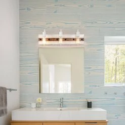 Wholesale 🤩 Chester Modern Farmhouse 23 in. Rustic 3-Lights Antique White and Wood Industrial Vanity Light by Edvivi 🎉 -Deals Edvivi || Atlas Store antique white and wood edvivi vanity lighting ew3566wh 31 1000