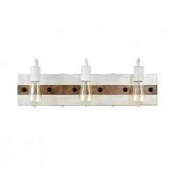 Wholesale 🤩 Chester Modern Farmhouse 23 in. Rustic 3-Lights Antique White and Wood Industrial Vanity Light by Edvivi 🎉 -Deals Edvivi || Atlas Store antique white and wood edvivi vanity lighting ew3566wh 44 1000