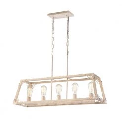 Top 10 🥰 Penelope French Country 5-Light Antique White Finish Farmhouse Linear Island Chandelier with Filigree Accents by Edvivi ⌛