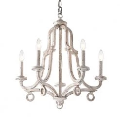 Best reviews of 🤩 Hartsville 5-Light Antique White Farmhouse Distressed Candle Style Chandelier by Edvivi 🔥