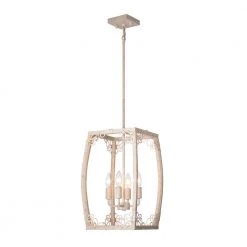 Top 10 😀 Penelope French Country 4-Light Antique White Finish Farmhouse Lantern Pendant with Filigree Accents by Edvivi 🥰