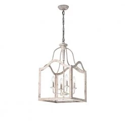 Deals 🔔 Rita 4-Light Rustic Antique White Farmhouse Lantern Chandelier by Edvivi ✨ -Deals Edvivi || Atlas Store antique white edvivi chandeliers epl1496wh 1d 1000