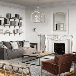 Deals 🔔 Rita 4-Light Rustic Antique White Farmhouse Lantern Chandelier by Edvivi ✨ -Deals Edvivi || Atlas Store antique white edvivi chandeliers epl1496wh 1f 1000