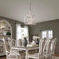 Deals 🔔 Rita 4-Light Rustic Antique White Farmhouse Lantern Chandelier by Edvivi ✨ -Deals Edvivi || Atlas Store antique white edvivi chandeliers epl1496wh 31 1000