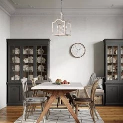 Deals 🔔 Rita 4-Light Rustic Antique White Farmhouse Lantern Chandelier by Edvivi ✨ -Deals Edvivi || Atlas Store antique white edvivi chandeliers epl1496wh 4f 1000