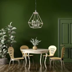 Outlet 👍 Rita 4-Light Rustic Antique White Modern Farmhouse Lantern Pendant Geometric Chandelier by Edvivi ❤️ -Deals Edvivi || Atlas Store antique white edvivi chandeliers epl1756wh 1f 1000