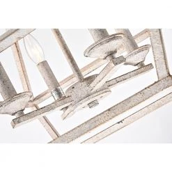 Outlet 👍 Rita 4-Light Rustic Antique White Modern Farmhouse Lantern Pendant Geometric Chandelier by Edvivi ❤️ -Deals Edvivi || Atlas Store antique white edvivi chandeliers epl1756wh fa 1000