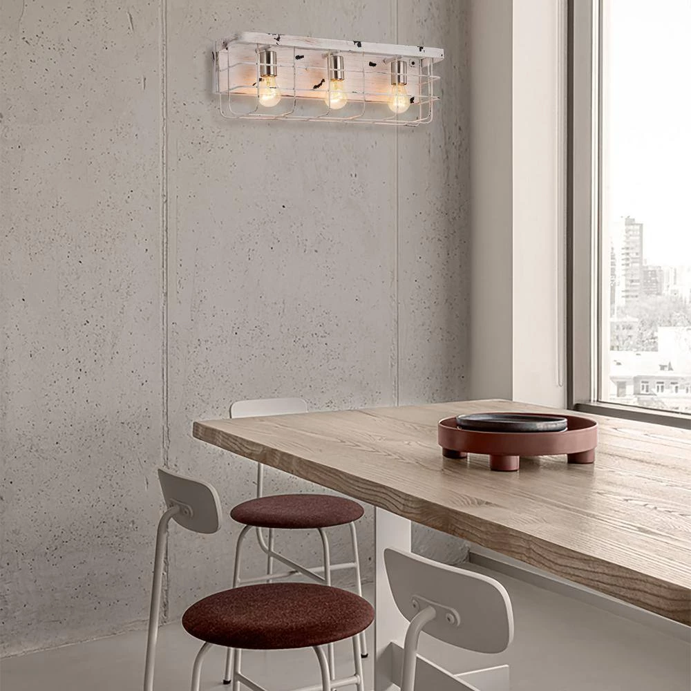 Brand new π Gulliver 3-Light Antique White Wood French Country Farmhouse Caged Vanity by Edvivi π 12 Brand new π Gulliver 3-Light Antique White Wood French Country Farmhouse Caged Vanity by Edvivi π - Image 10