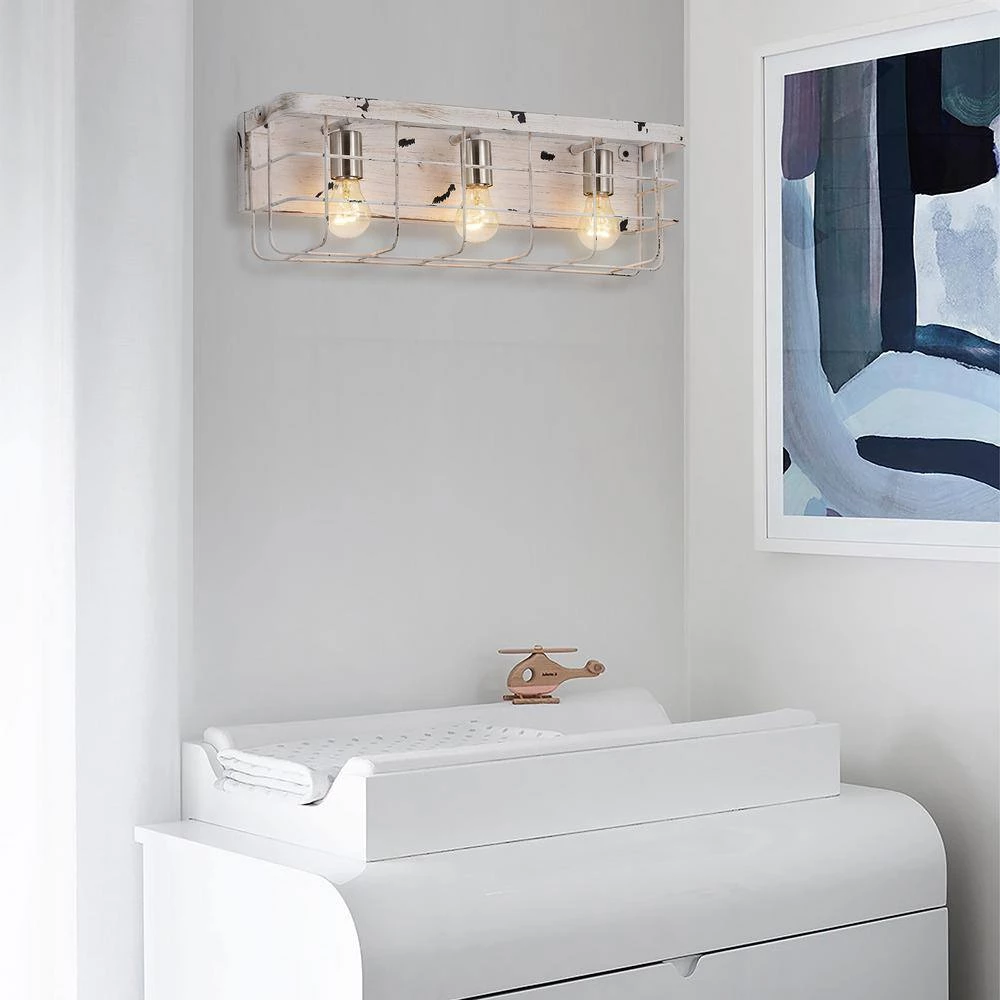 Brand new π Gulliver 3-Light Antique White Wood French Country Farmhouse Caged Vanity by Edvivi π 10 Brand new π Gulliver 3-Light Antique White Wood French Country Farmhouse Caged Vanity by Edvivi π - Image 8