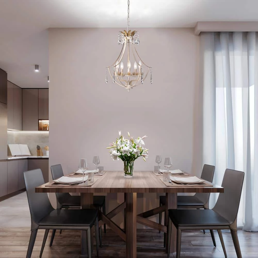 New ❤️ 5-Light Antique White with Antique Gold Accents Crystal Chandelier by Edvivi ⌛ 12 New ❤️ 5-Light Antique White with Antique Gold Accents Crystal Chandelier by Edvivi ⌛ - Image 10