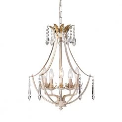 New โค๏ธ 5-Light Antique White with Antique Gold Accents Crystal Chandelier by Edvivi โ