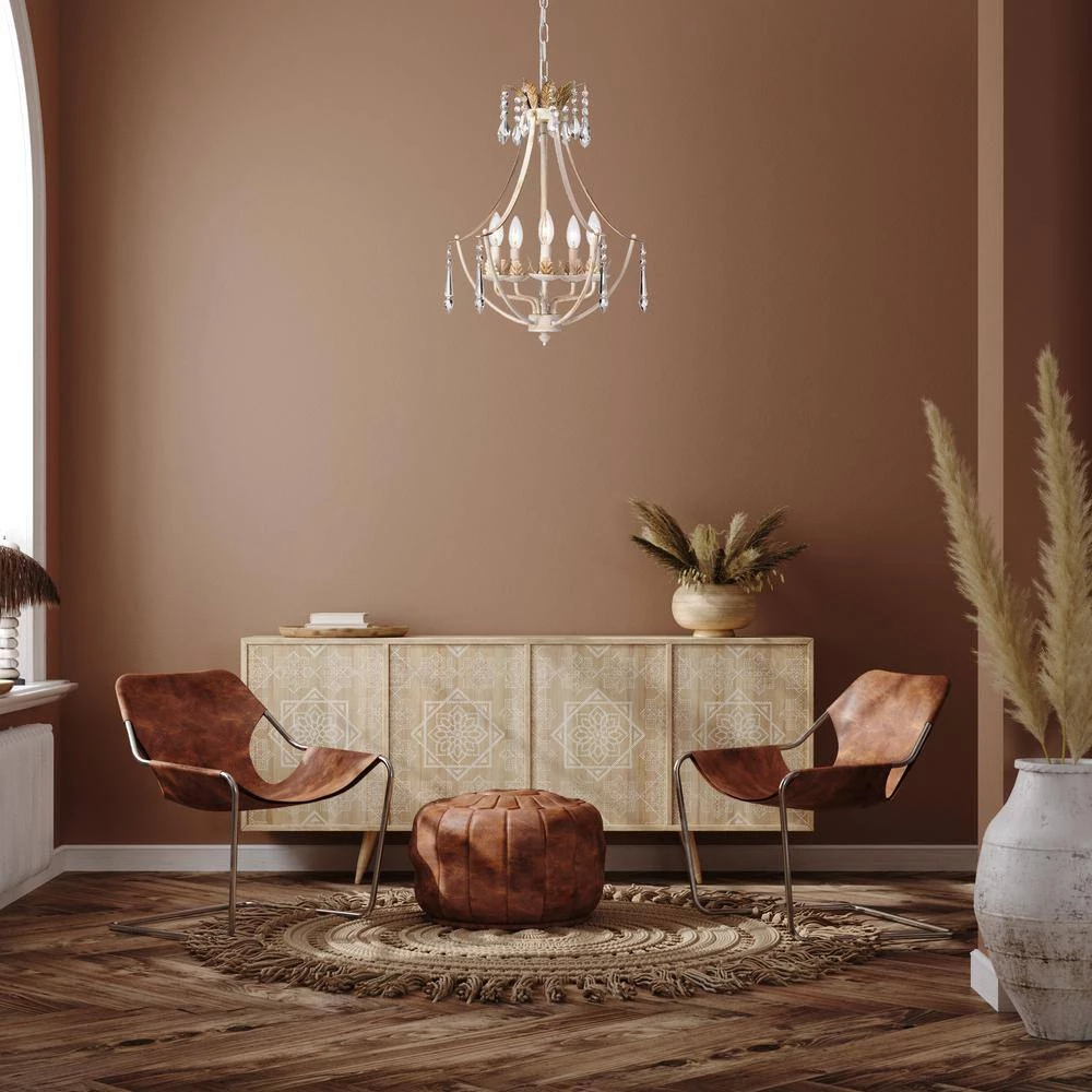 New ❤️ 5-Light Antique White with Antique Gold Accents Crystal Chandelier by Edvivi ⌛ 10 New ❤️ 5-Light Antique White with Antique Gold Accents Crystal Chandelier by Edvivi ⌛ - Image 8